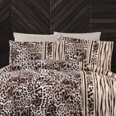 Gultas veļas komplekts LEOPARD BROWN, 6 daļu, 200x220 cm